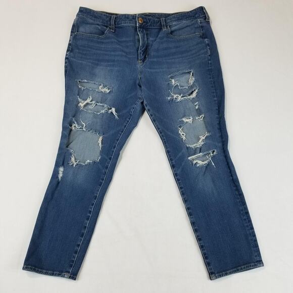 American Eagle Jeans Womens 18 Short The Dream Jean Hi-Rise Jegging Distressed - Picture 12 of 12